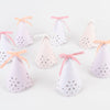 Meri Meri Broderie Anglaise Lace Party Hats (Pack of 8), Pastel Colors with Lace Design and Velvet Bows, Great for Princess Party Hats, Bridal