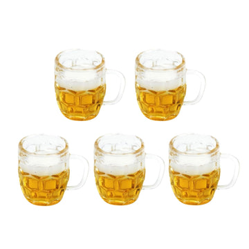 5Pcs Mini Beer Cups, Realistic Resin Dollhouse Barware for DIY Miniature Crafts, Miniature Beer Mugs Compatible with 1:12 Scale Dollhouses