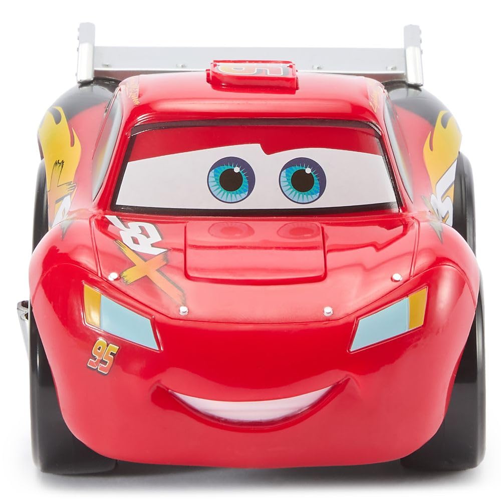 Disney Store Official Lightning McQueen Push 'N' Go Talking Vehicle - Pixar Cars Toys - Talking & Moving Action - Cars Movie Toys - Engine Reveal