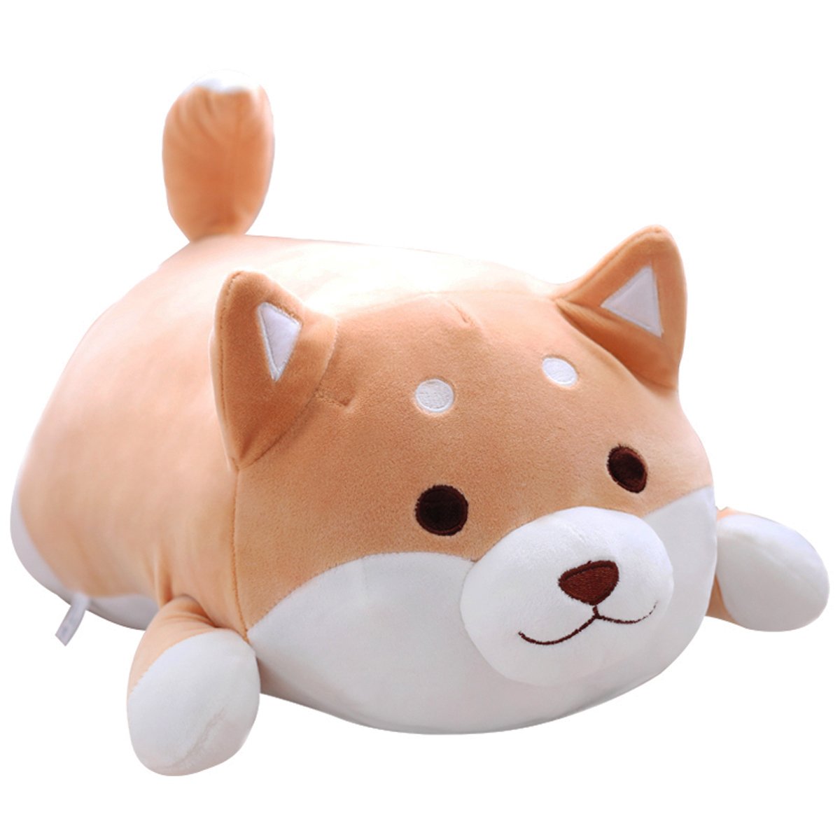 Shiba Inu Dog Plush Pillow, Cute Corgi Akita Stuffed Animals Doll Toy Gifts for Valentine's Gift, Christmas,Sofa Chair, Brown Round Eye, 15"