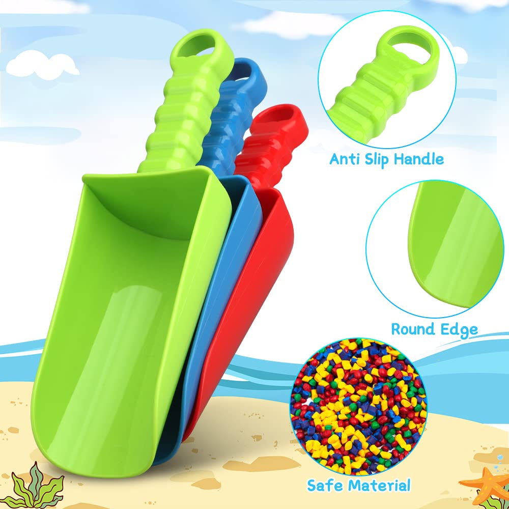 LNCOJOLM 3 PCS Thick 9" Beach Shovel Spade Scoop Trowel Sand Toys for Kid Toddler Adult, Plastic Heavy Duty Garden Digging Planting Shovel Tool Kit