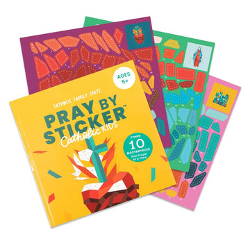 Pray by Stickers for Catholic Kids - 10 Pages First Communion Book - Bible Activity Book - Interactive Prayer Book - Color-Full Sticker Painting