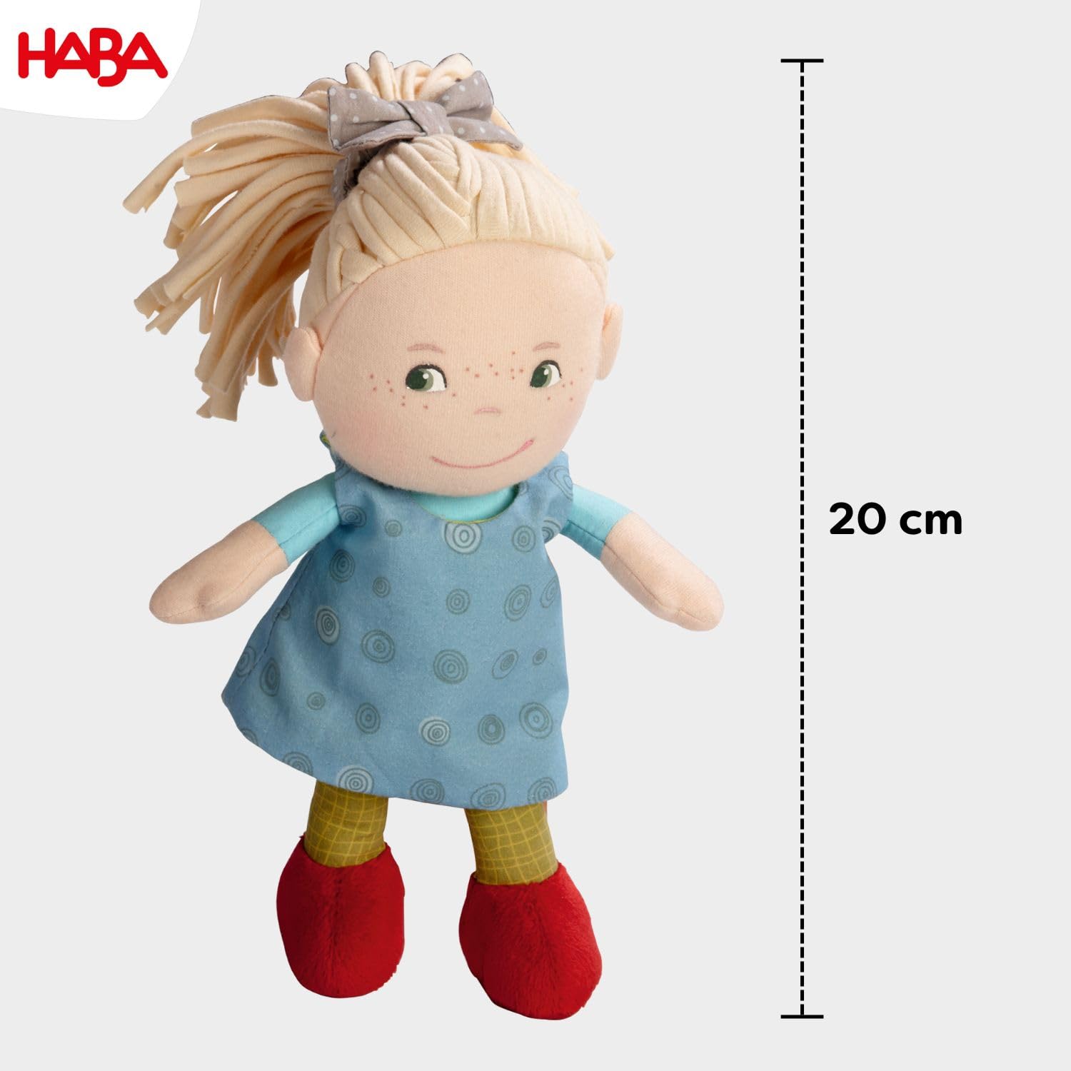 HABA Soft Doll Mirle 8" - First Baby Doll with Blonde Pony Tail for Ages 6 Months +