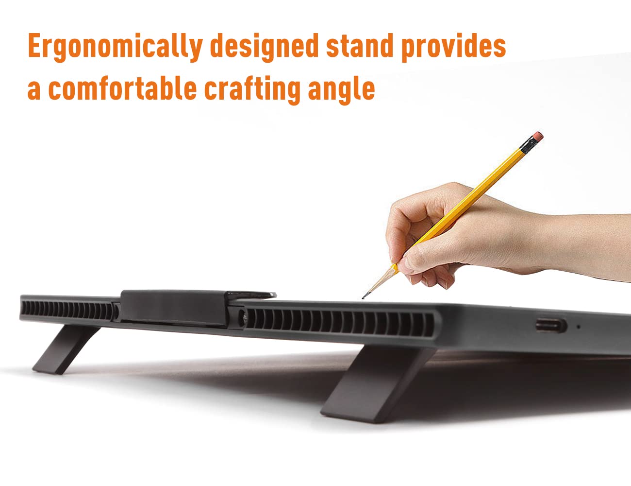 YINGWOND Rechargeable A4 LED Light Pad with Padded Case, Tracing Light Box w/Riser Stands and Paper Clip, 6 Levels of Brightness, Type-c Cable