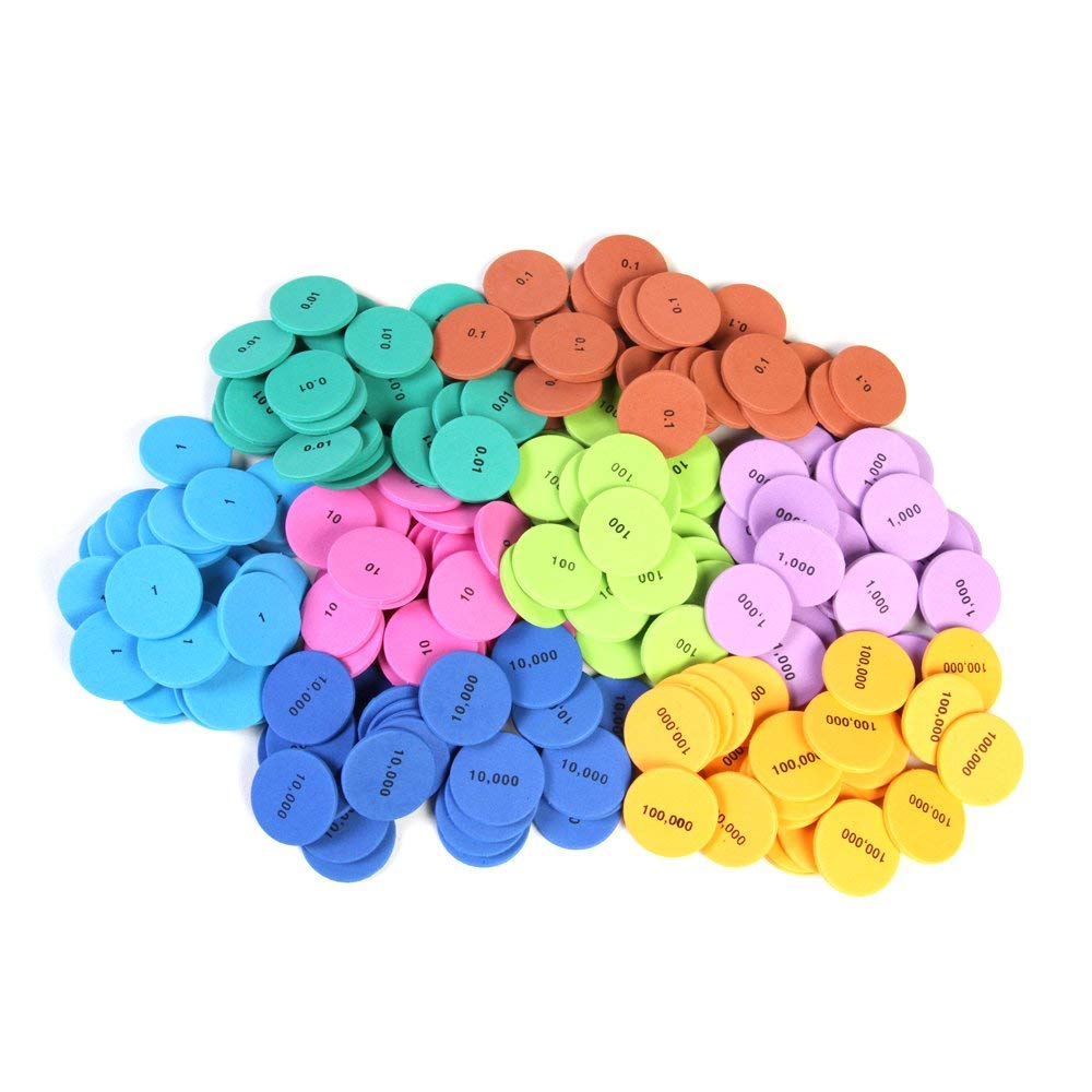 hand2mind Soft Foam Place Value Disks 8 Values, Counting Chips for Kids, Math Counters Kindergarten, Math Teacher Supplies, Base 10 Math Manipulatives