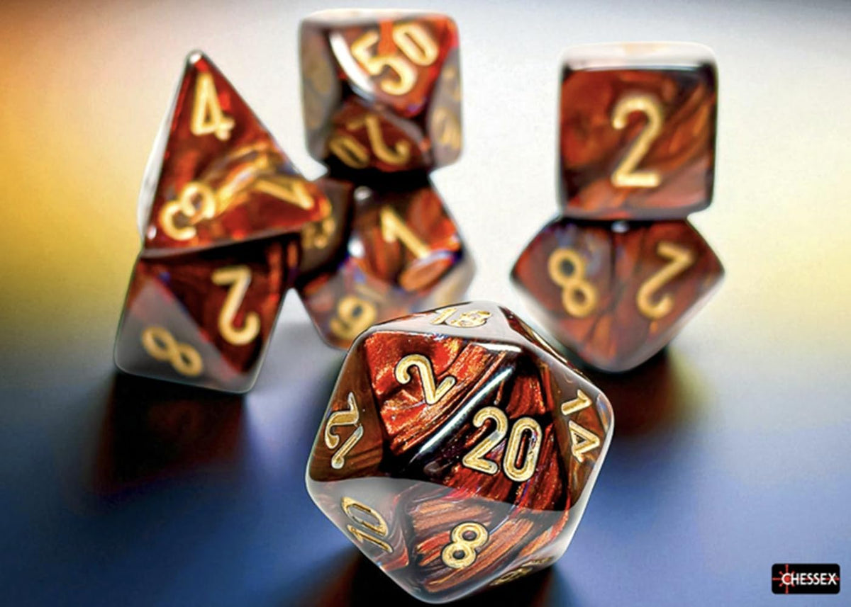Chessex Mega-hedral Poly Set - Scarab, Blue Blood w/Gold (7)