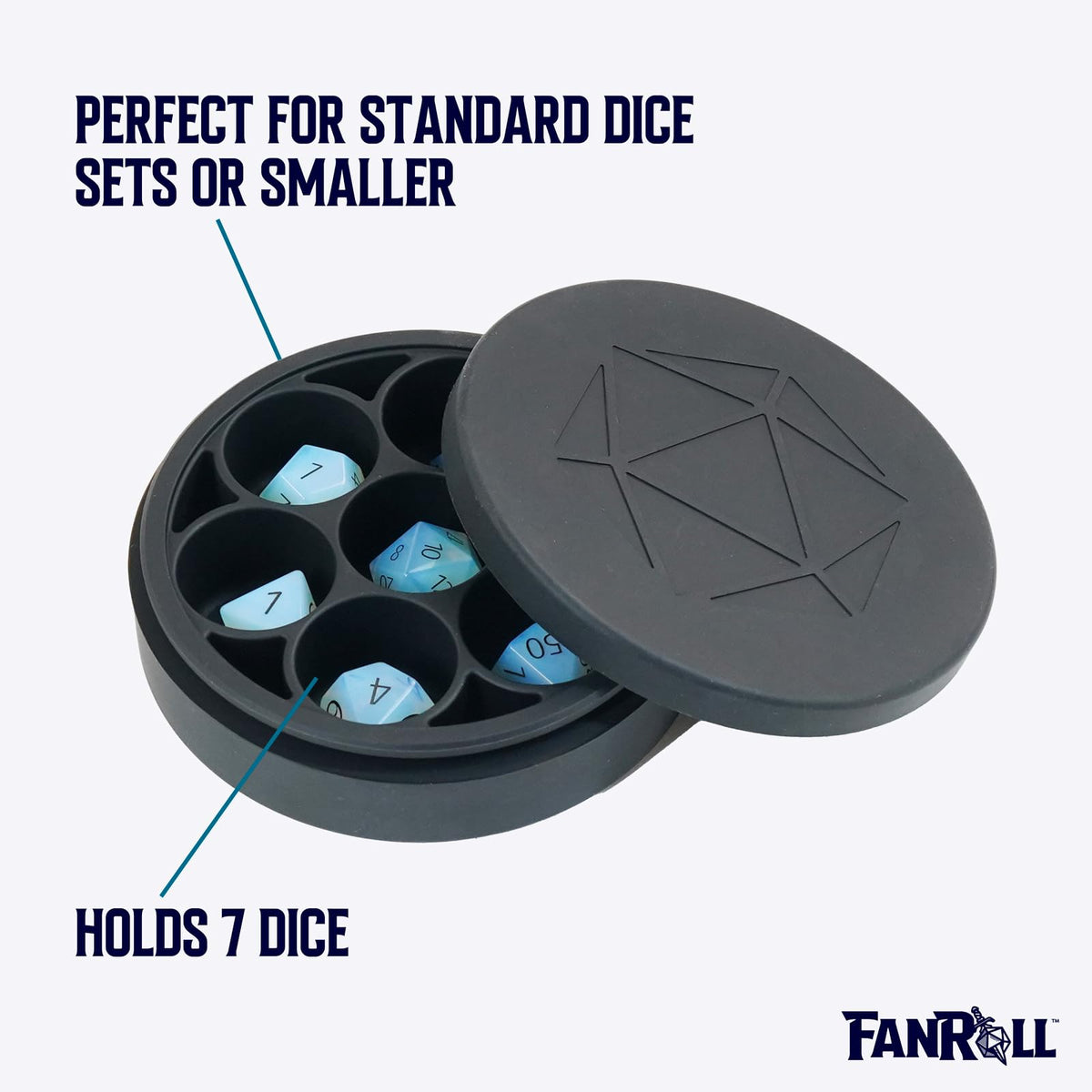 FanRoll Silicone Round Dice Case: Black, Role Playing Game Dice Accessories for Dungeons and Dragons
