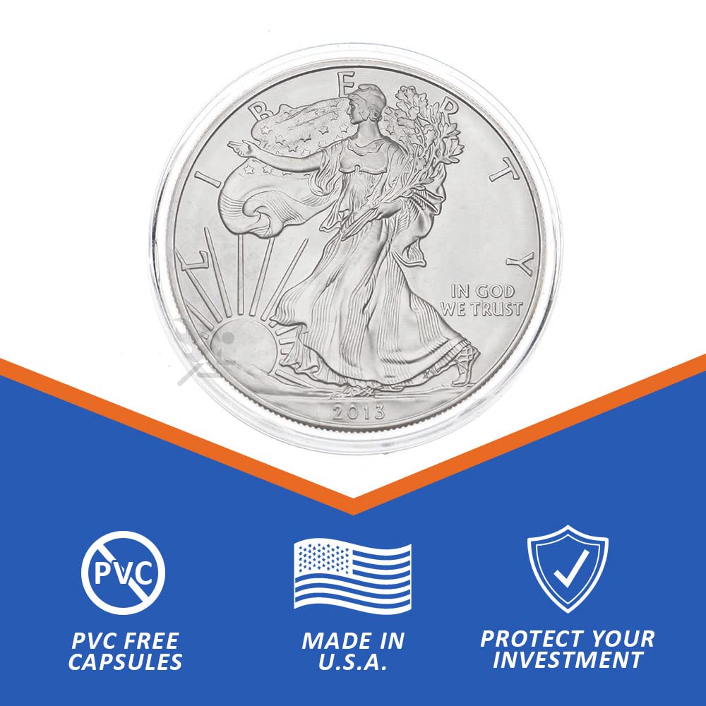 OnFireGuy 10pcs 40.6mm Direct Fit H40 Coin Holder Capsules for 1oz Silver Eagles | Protective Coin Cases for American Silver Eagles, 1oz Silver Panda