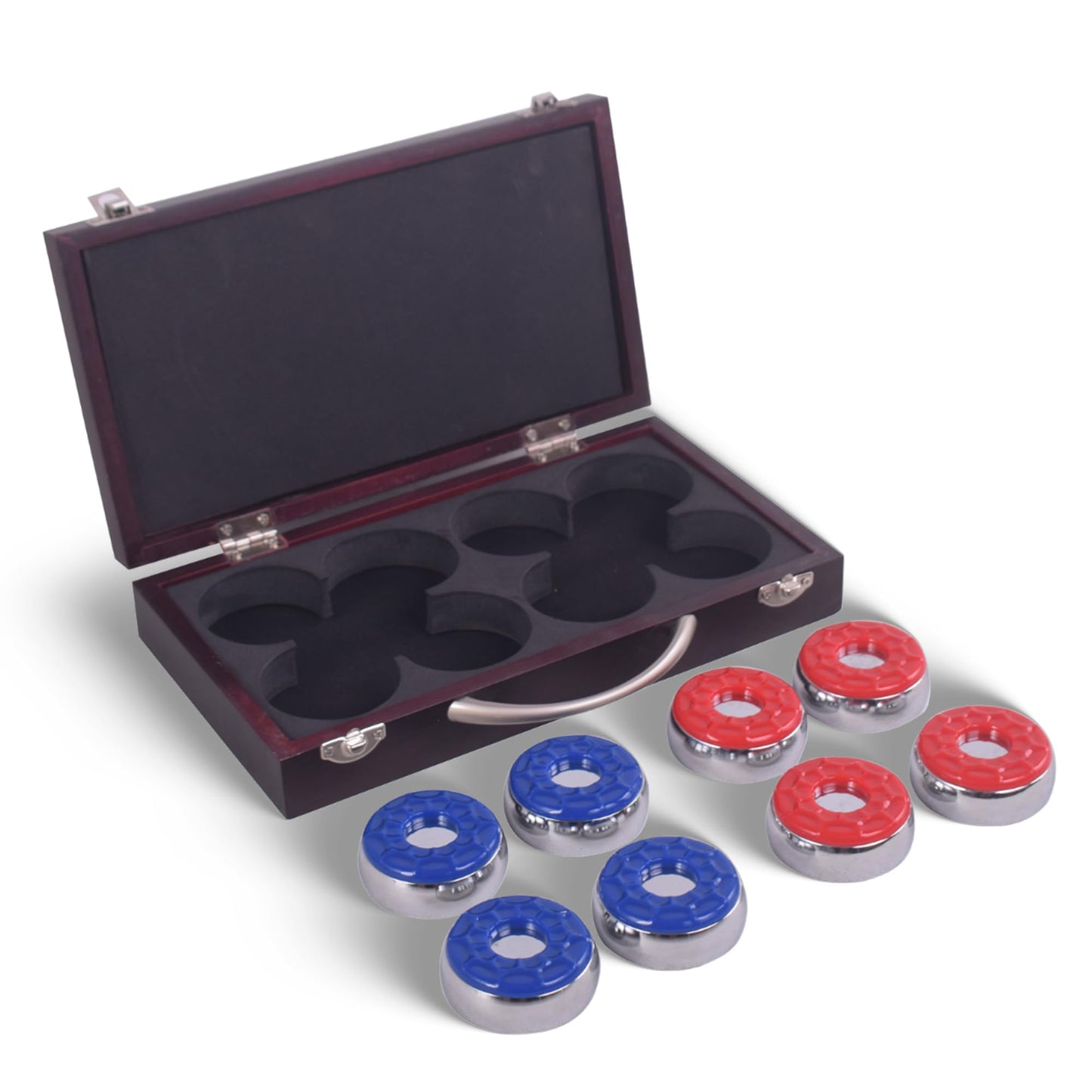 Hathaway Shuffleboard Pucks Set of 8 - Regulation Sized Shuffleboard Discs with Dimpled Top for Easy Grip & Beveled Edge for Better Control, & Sturdy