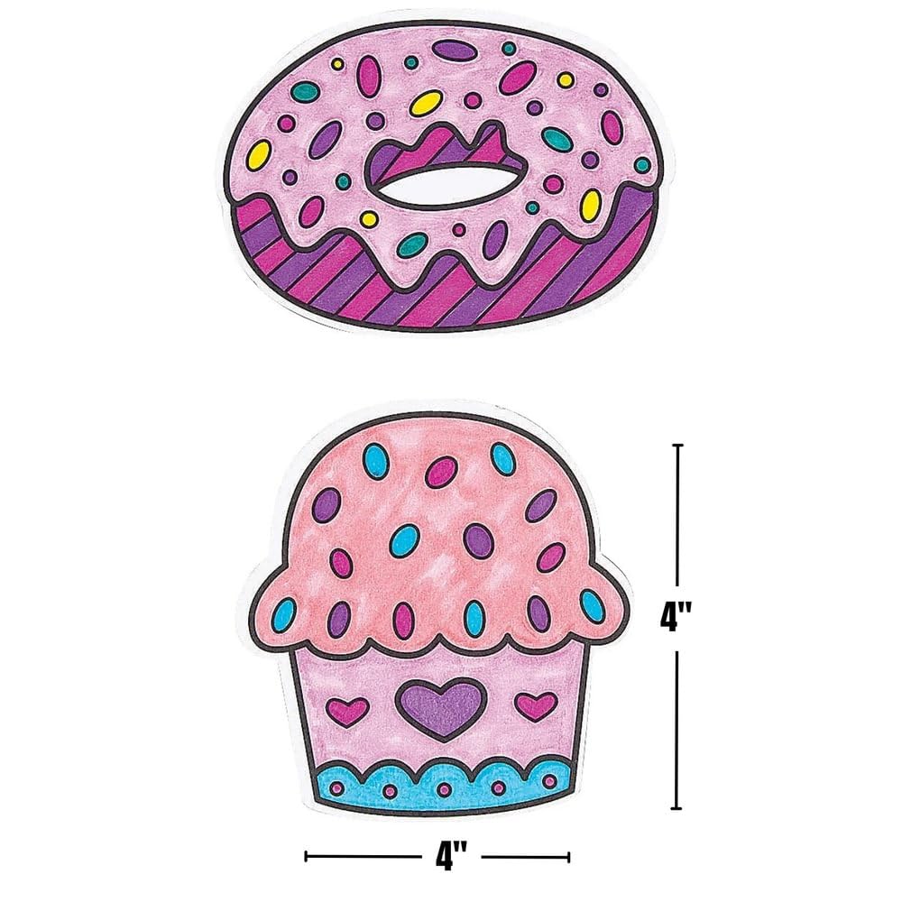 Fun Express Color Your Own Sweet Treat Magnets - Creative DIY Craft for Kids Home Activities Party Favors and Classroom Fun - Perfect for Gifts