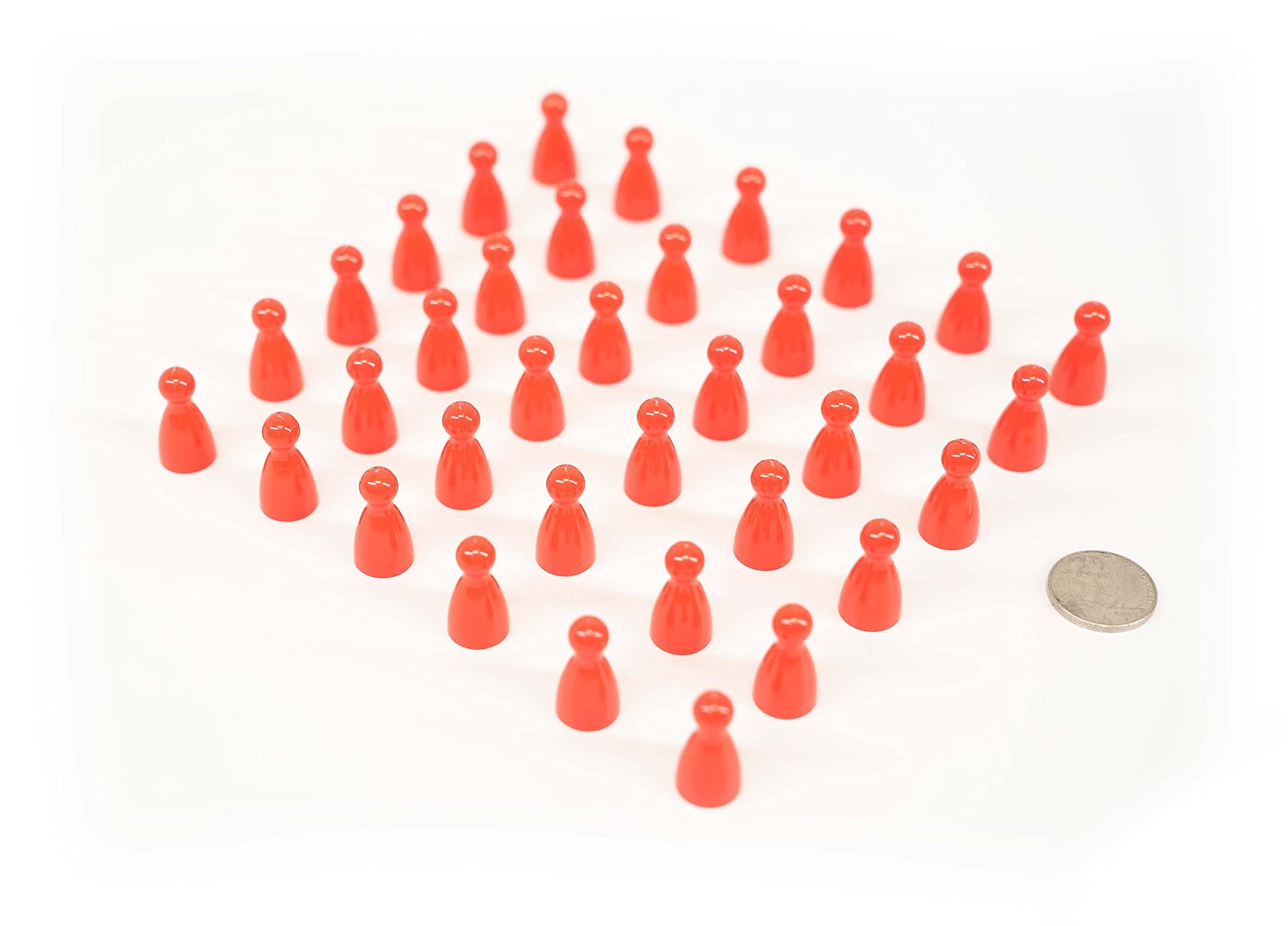 Plastic Pawns: Set of 36 Red Color Board Game Playing Pieces