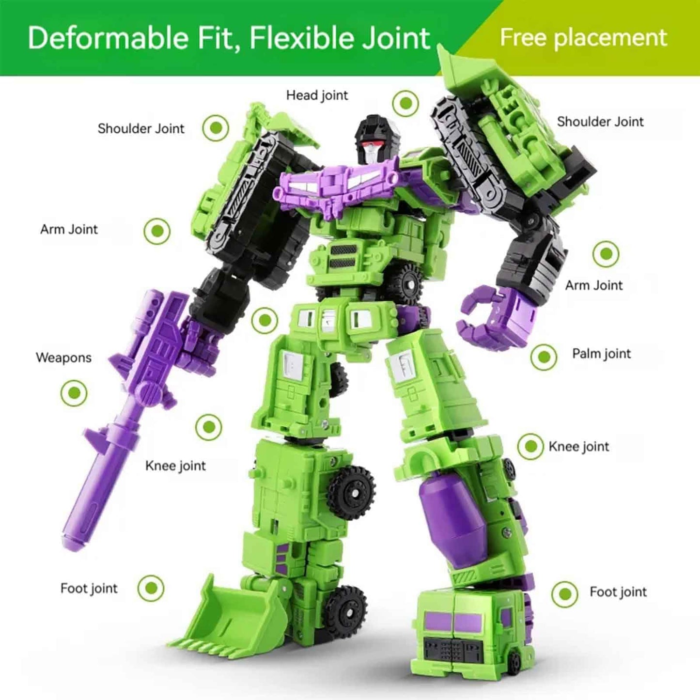 WILD HUNTER 6 in 1 Construction Truck Robot Toys Transforming Vehicles Combine into Giant Mech Gravity Builder Constructor Engineering Truck Robot