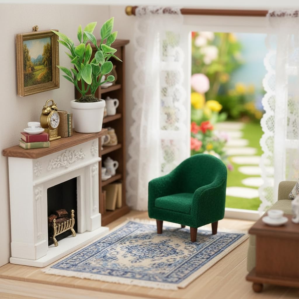 Artificial Miniature Plants for Dollhouse - 1:12 Scale Hanging Potted Greenery for Fairy Gardens, Terrariums and Diorama Displays