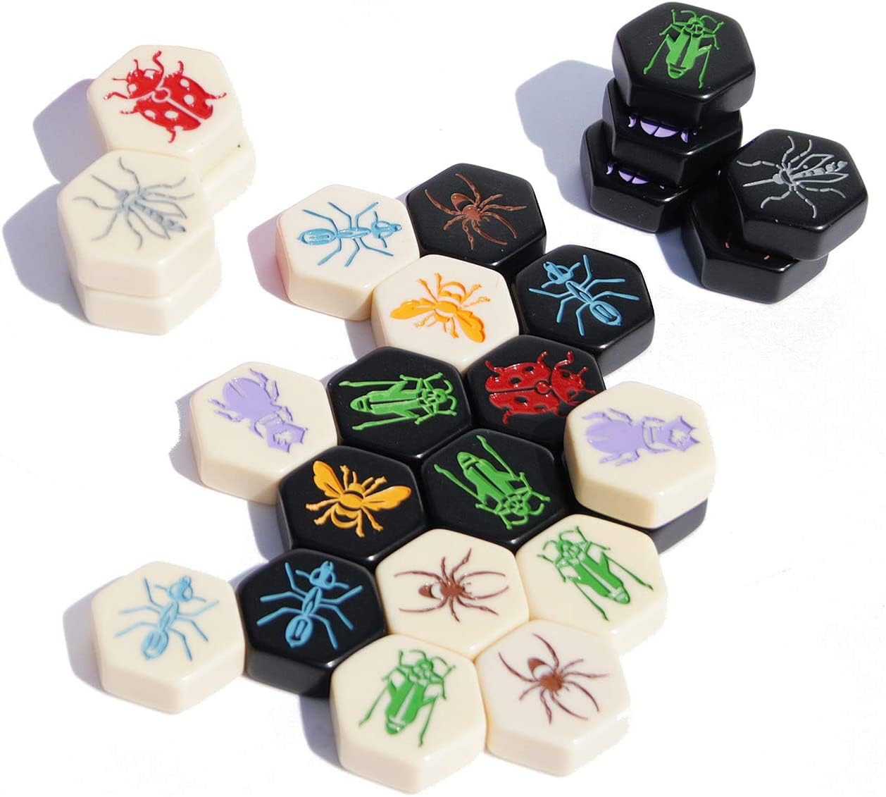Hive Pocket Game by Smart Zone Games | Portable Abstract Strategy Game for 2 Players | Includes Ladybug and Mosquito Expansions | Compact Travel