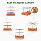 Kids Wooden Outdoor Sandbox with Cover，Sand Boxes with Canopy and Foldable Storage Bench Seats, Sand Table with Protection Bottom Liner,Kids Play