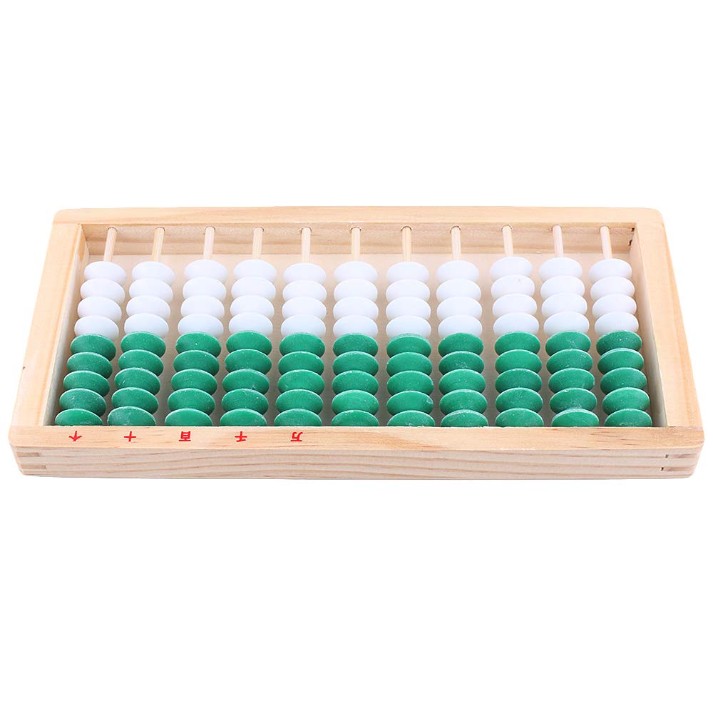 szzijia 9-Bead 11 Column Abacus Counting Frame for Kids Math Education Wooden Framed Green White Color