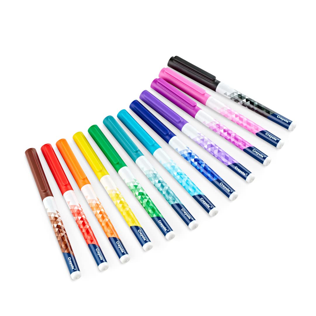 Crayola Ultra Fine Point Markers (12ct), No Bleed Markers for Adult Coloring Books, Doodle Art Marker Set, Lettering, Calligraphy, Drawing