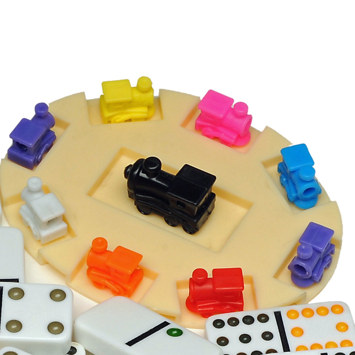 WE Games Deluxe Mexican Train Dominoes in Old-Style Wooden Box - Double 12, Colorful Dots, Family and Adult Board Games