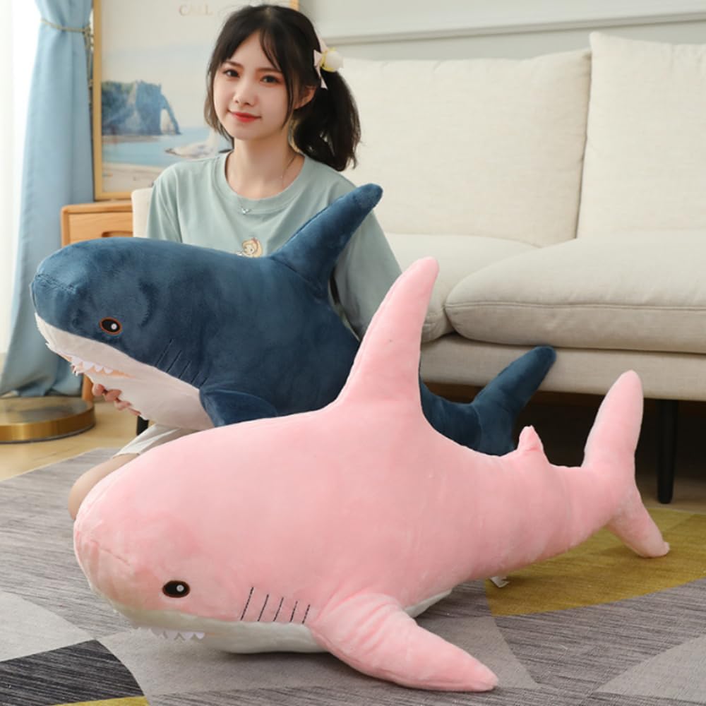 OPHRBU Shark Plushies Pillow Large, Plush Shark Toy Pillow, Comfortable Sleep Pillow Back Cushion, Kids Room Decoration, Bedtime Gift for Boys