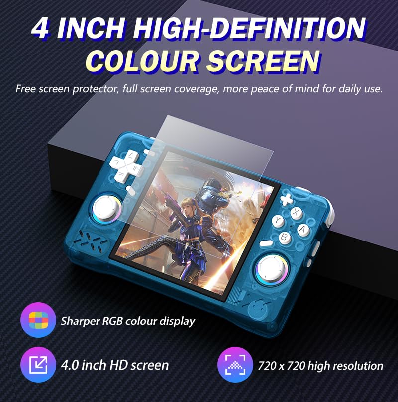 New Retro Handheld Game Console,4-inch IPS Screen with Storage Bag,Built-in 128G with 22000 Games,Linux System,Portable Pocket Mini Arcade (Gray,128g)