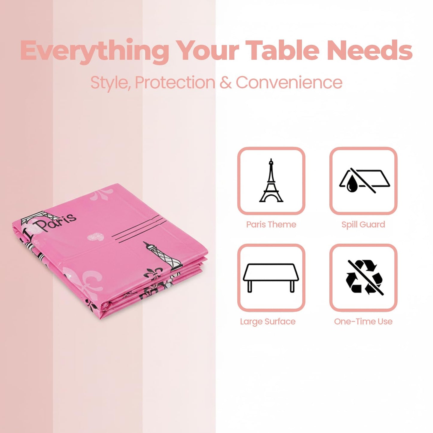 Fun Express Perfectly Paris TABLECOVER - Party Supplies - 1 Piece