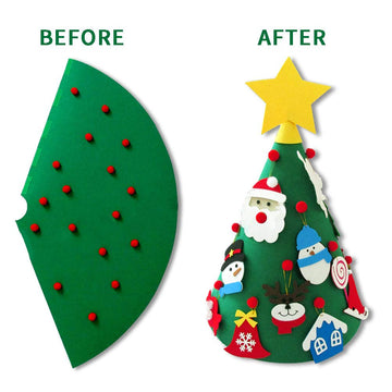 Myuilor 3D DIY Felt Christmas Tree for Kids - 18PCS Xmas Detachable Hanging Ornaments -Upgraded Toddler Christmas Tree Xmas Gifts New Year Decorations