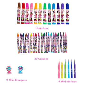 Disney Minnie Mouse Coloring Art Set for Kids with Stickers and Stampers, 150+ Pieces