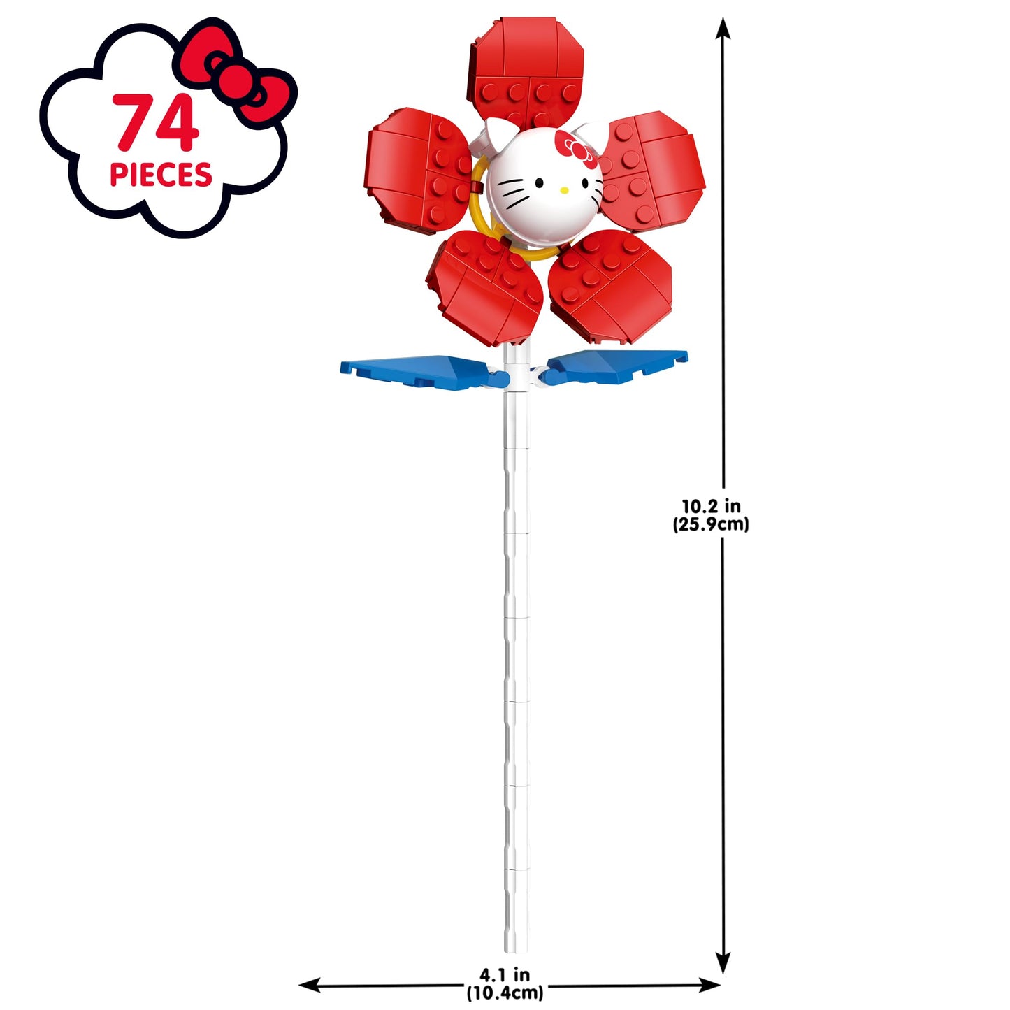 Brickcraft Officially Licensed Sanrio Hello Kitty Flower with Detailed face and Petals Included 74 Pieces Multicolored Brick Building Set