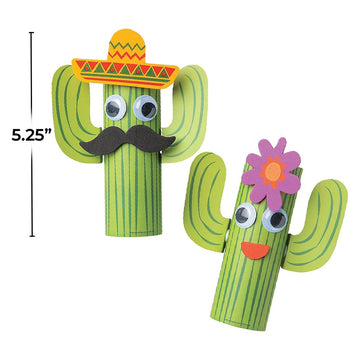 Fun Express Craft Tube Cactus Craft Kit - Makes 12 - DIY Crafts for Kids and Fiesta Party Activities