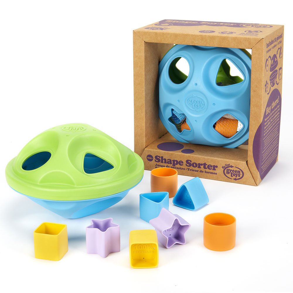 Green Toys Shape Sorter, Green/Blue - 10 Piece Motor Skills, Shape Categorization Kids Toy. Safe for Babies and Toddlers. No BPA, PVC. Dishwasher
