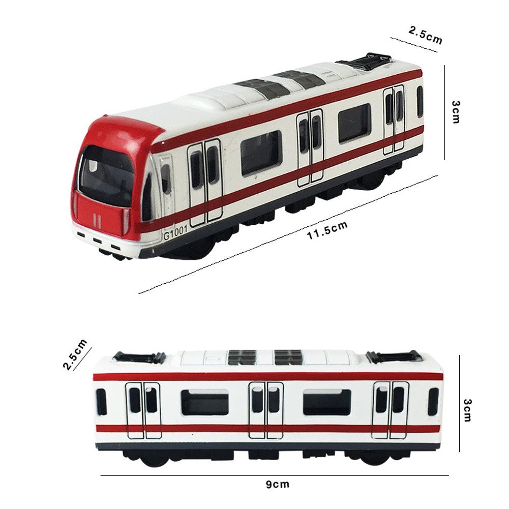 VANTIYAUS Train Modle, 4pcs Car Set Alloy City Rail Subway Train Model,1/64 Scale Alloy Subway/Car Model, Red White