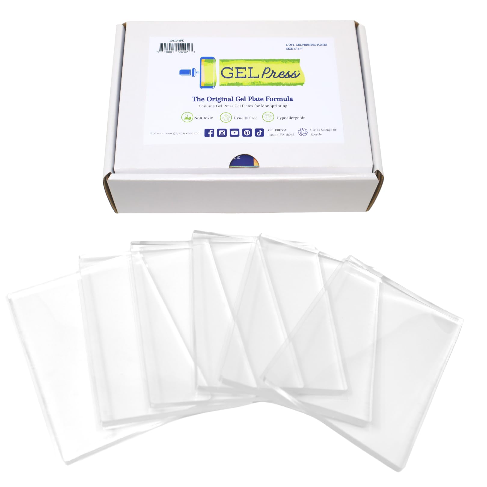Gel Press Monoprinting Print Plates - 5” x 7” Gel Plate Class Pack Value Pack - Printmaking Supplies - Reusable Gel Printing Plates for Press Art