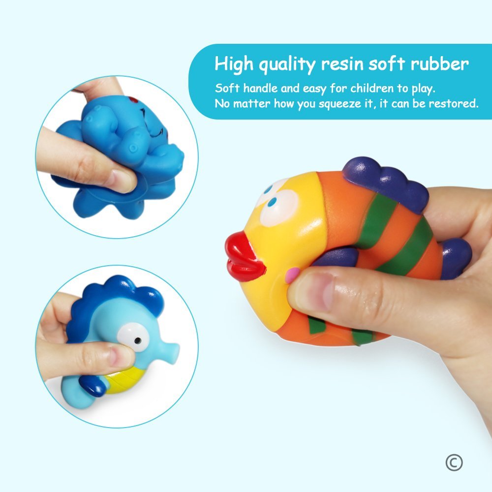 Bathtub Toys Floating Bath Toys(6PCS) with Storage Net,Baby Soft Bath Time Boat Toys,Bathtub Learning Water Toys and Bathtub Toys