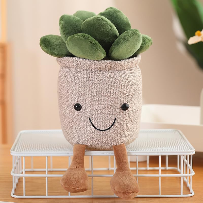 XIZHI 9.8" Succulents Plush Toy, Stuffed Potted Plants Plush Doll,Cute Soft Plants Throw Pillow,Suitable for Boys and Girls as Christmas and Birthday
