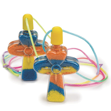 S&S Worldwide Sand Art Cross Necklace Craft Kit, Create Colorful Cross Necklaces By Layering Included Sand, Great Group Project for Kids, Church Camp