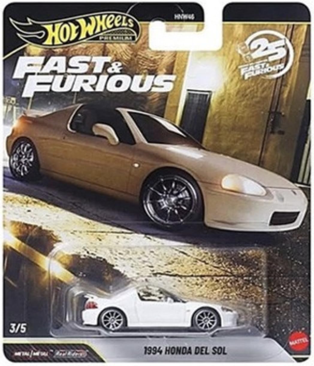 Hot Wheels Premium Fast & Furious 25th Anniversary Die-Cast Cars, Set of 4, Custom Chevy, Chevelle, Honda Del Sol, Lamborgini Aventador,1:64 Scale