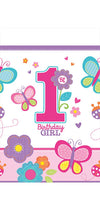 Amscan Plastic Table Cover | 1st Birthday | Girl | Flowers and Butterflies Collection