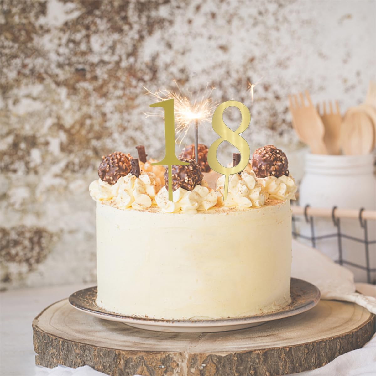 0-9 Number For Cake Topper, 20 Pcs Shiny Gold Acrylic Number Cake Toppers for Birthday Party Wedding Anniversary