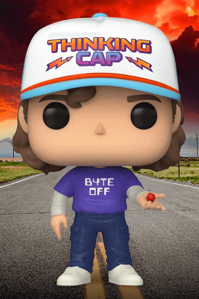 Funko Stranger Things POP! Television Dustin w/ Thinking Cap Exclusive Vinyl Figure #1249 [Byte-Off Shirt]