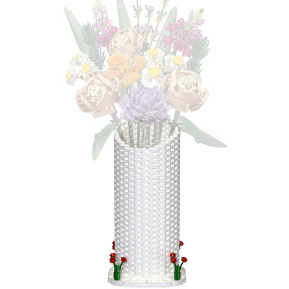 Vase Building Set, White Vase for Roses Flowers Bouquet 10328 10342, for Women Adult Flower Lovers, Christmas, Valentine's and Mother's Day