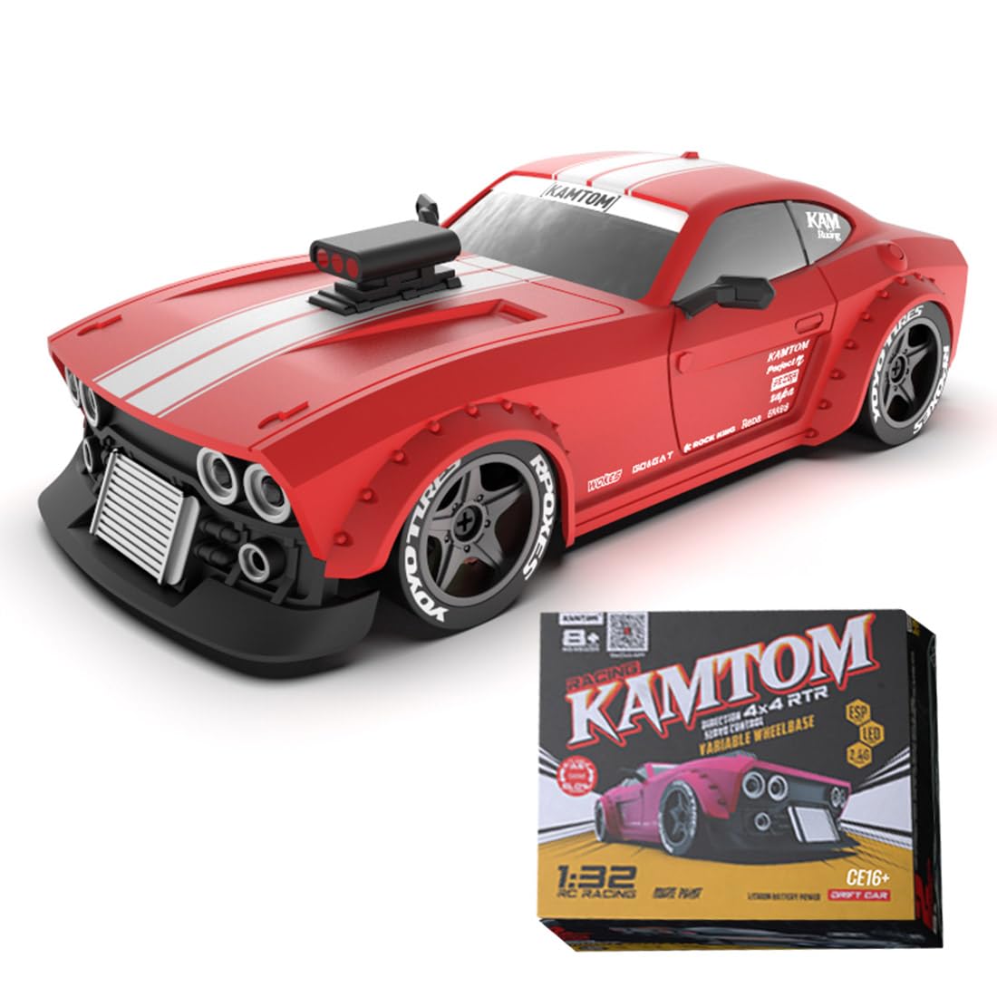 MakerTopia RC Drift Car, Remote Control Car 1/32 Scale 4WD RC Drift Car, High Speed Drifting RC Cars with LED Light, Hobby RC Sport Racing Cars Model
