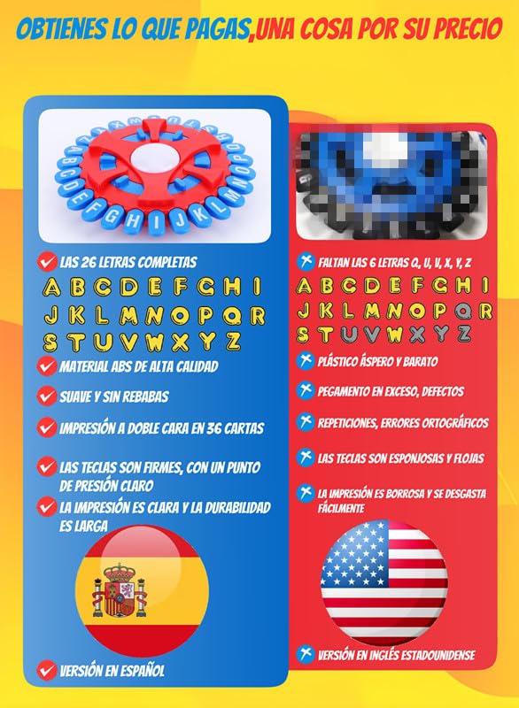 Aodomis 26 Teclas Basta Juego De Mesa, Juegos De Mesa En EspañOl, Spanish Games, Quick Thinking Letter Pressing Word Game, A Great Board Game