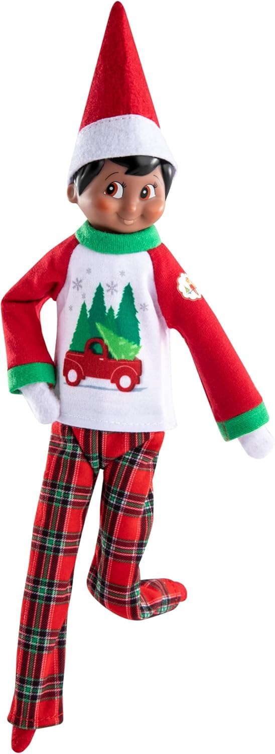 Elf on The Shelf Box Set with Brown Eyed Girl Scout Elf, Story Book & Claus Couture Collection Tree Farm PJs Accessory [Multi-Item Bundle]