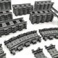 56pcs City Train Tracks Toy Straight and Flexible Train Track Railway Extension Building Set Block Toy Compatible with Major Brand (36 Straight and 20