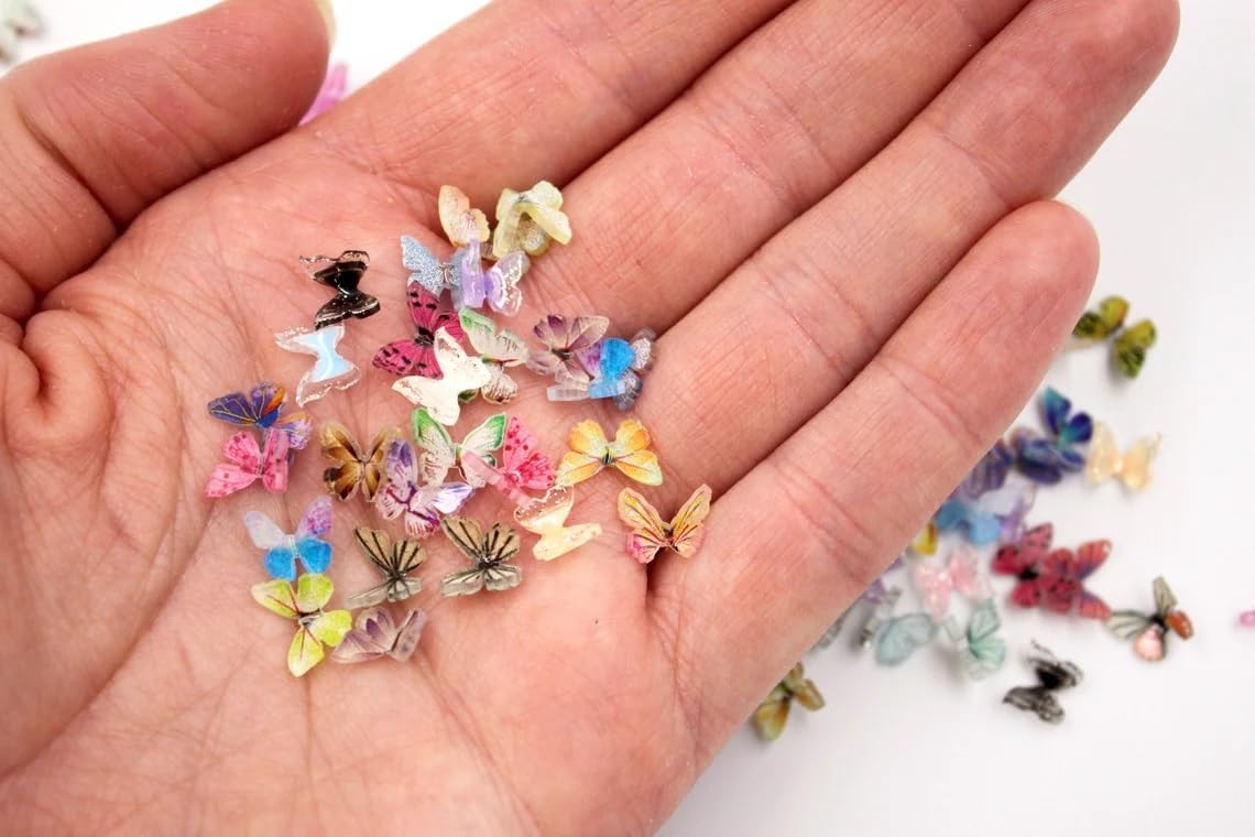 Micro Resin Butterflies, Dollhouse Miniature Tiny Butterflies, Terrarium Fairy Garden Dollhouse, Mini Micro Landscaping Decoration (30 PCS)