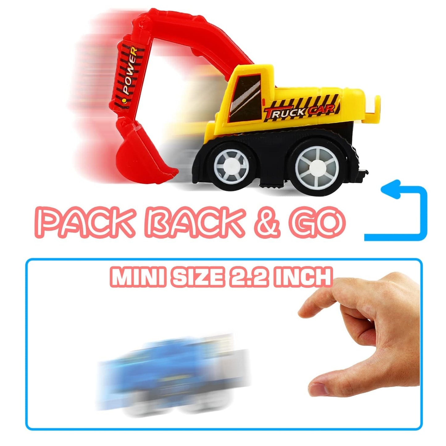 Pull Back Car, 20 Pcs Assorted Mini Truck Toy and Race Car Toy Kit Set, Play Construction Vehicle Playset for Boy Kid Child Party Favors Birthday Game