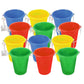 ArtCreativity 6 Inch Mini Plastic Beach Bucket and Shovel Set - Pack of 12 - Assorted Colors Buckets and White Shovels - Summer Beach Toys - Practical