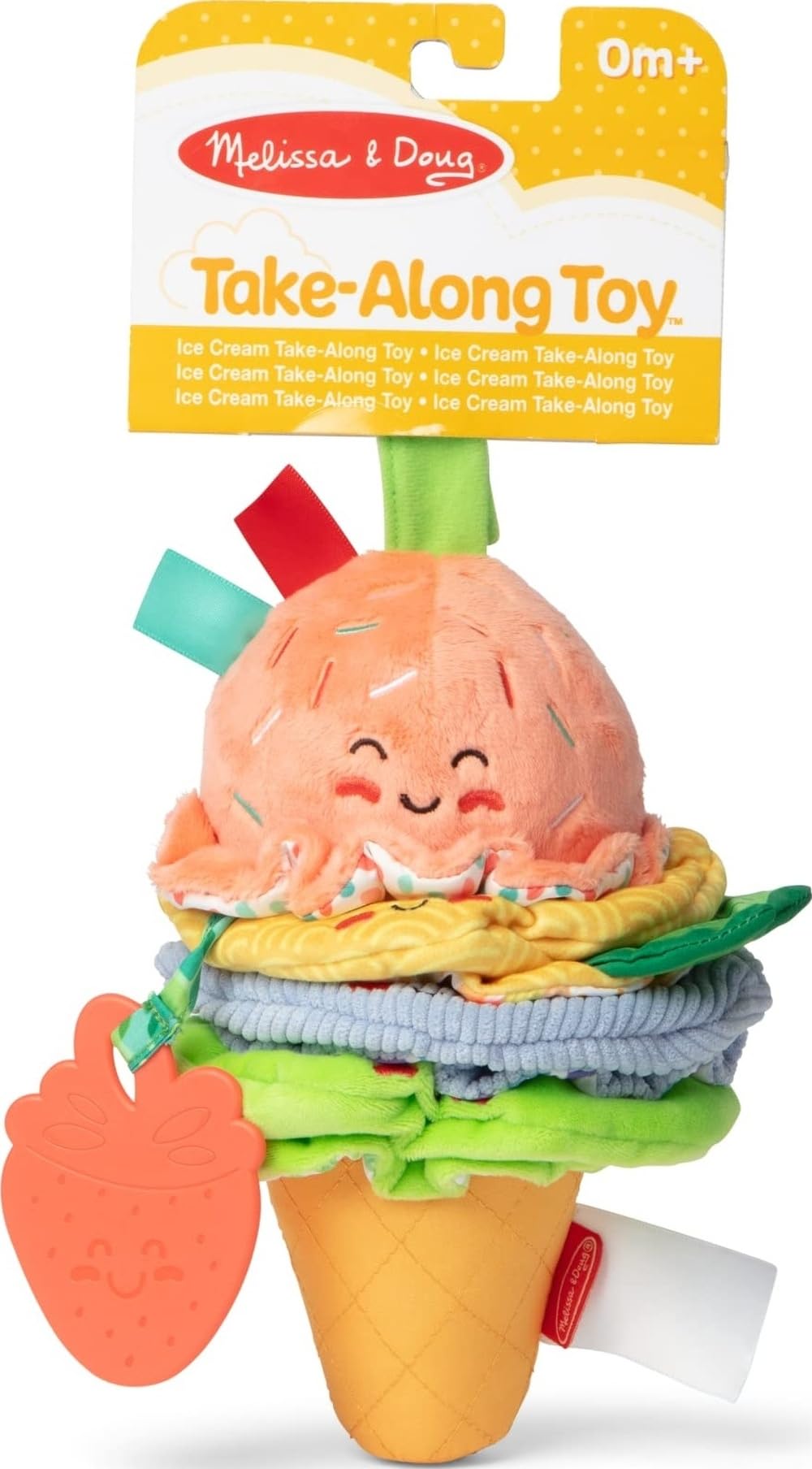 Melissa & Doug Ice Cream Take-Along Clip-On Infant Toy with Sound and Vibration