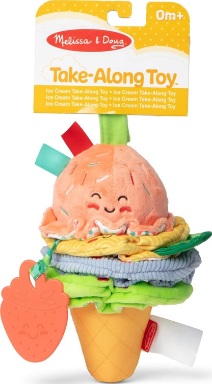 Melissa & Doug Ice Cream Take-Along Clip-On Infant Toy with Sound and Vibration