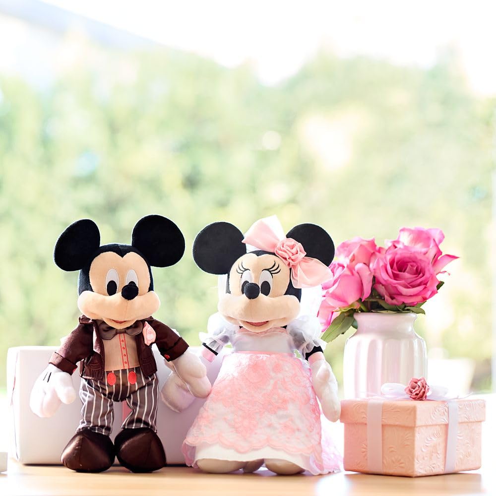 Disney Store Official Minnie Mouse Wedding Plush - Bride Stuffed Animal, Satin Bridal Gown, Embroidered Features, Organza Puffed Sleeves, Romantic